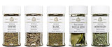 India Tree Kitchen Herb Essentials Gift Pack - 5 Jars of Mediterranean Thyme, Dalmatian Sage, California Basil, Turkish Bay Leaves, and Mediterranean