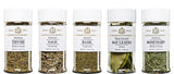 India Tree Kitchen Herb Essentials Gift Pack - 5 Jars of Mediterranean Thyme, Dalmatian Sage, California Basil, Turkish Bay Leaves, and Mediterranean