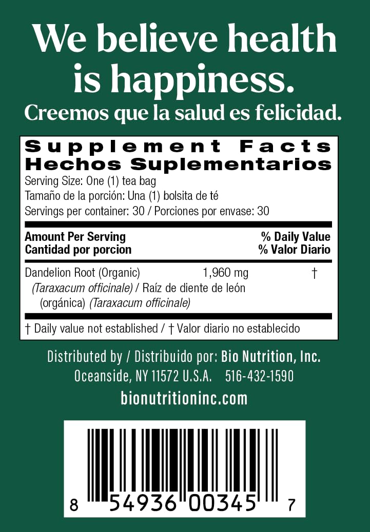Bio Nutrition Dandelion Root Tea, 30 Tea Bags