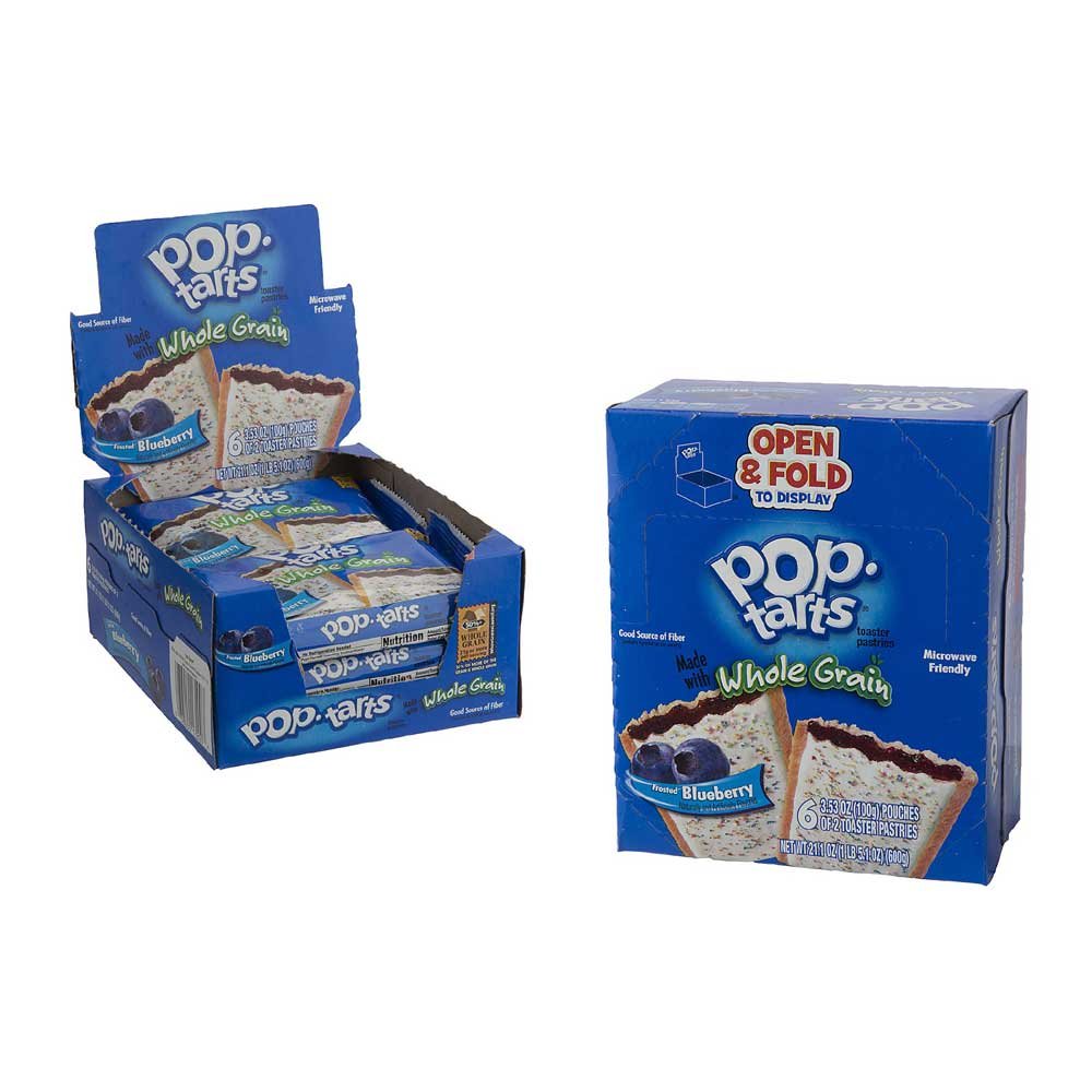 Kelloggs Pop Tarts Whole Grain Blueberry Toaster Pastries, 3.53 Ounce - 72 per case.