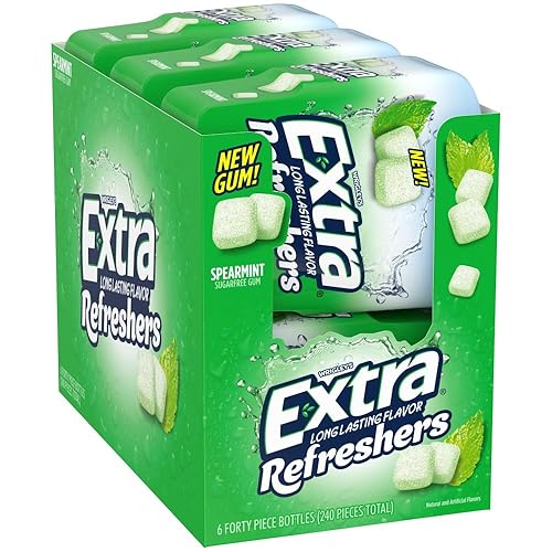 EXTRA Refreshers Spearmint Chewing Gum, 40 Pieces (Pack of 6)