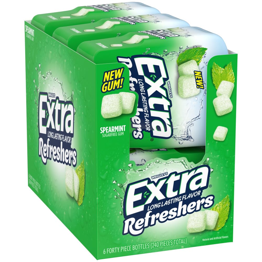 EXTRA Refreshers Spearmint Chewing Gum, 40 Pieces (Pack of 6)