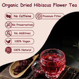ZenVitality Premium Hibiscus Tea Organic 100 tea bags/7.05 Oz 100% Pure Dried Hibiscus Flower Supports Your Cardiovascular System/Liver health/Blood