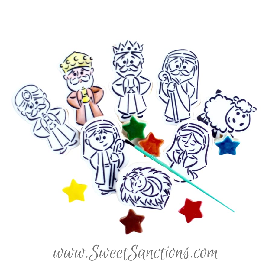 14 Pc. Nativity (Créche) Paint Your Own Cookies! Gift Boxed with Wisemen, Shepard and the Holy Family! Christmas Gift Party Favors!
