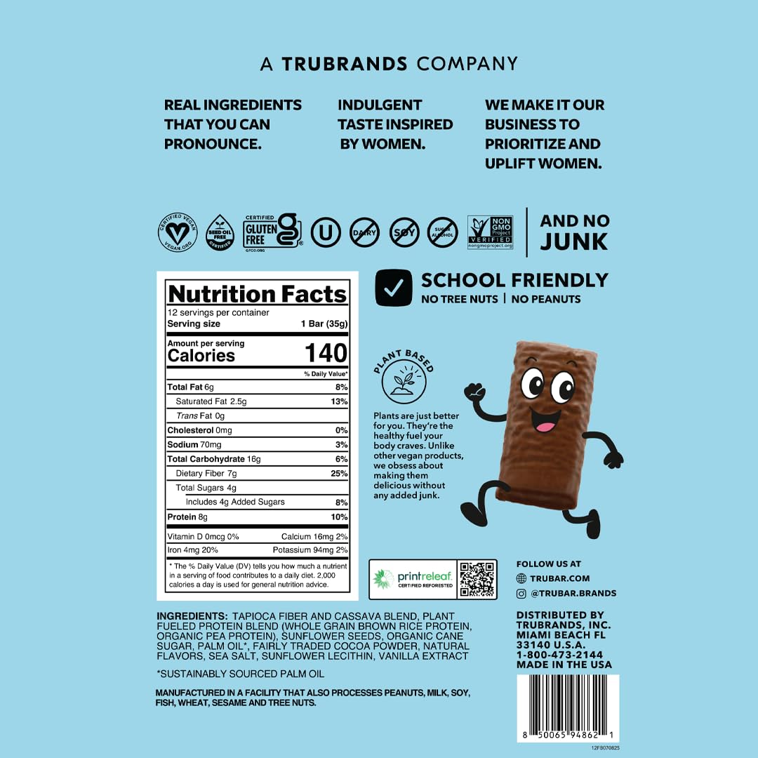 TRUBAR Kids Protein Bars, Fudge-Tastic Brownie, Plant Based Protein, Gluten Free School-Friendly Snacks for Lunchboxes, Tree Nut and Peanut Free, Low