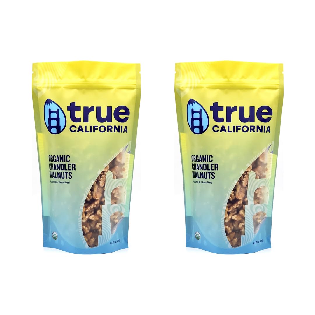 True California Organic Chandler Walnuts (1 LB x 2 Packs) Natural & Unsalted, Raw, Shelled Halves & Pieces, Vegan & Gluten-Free