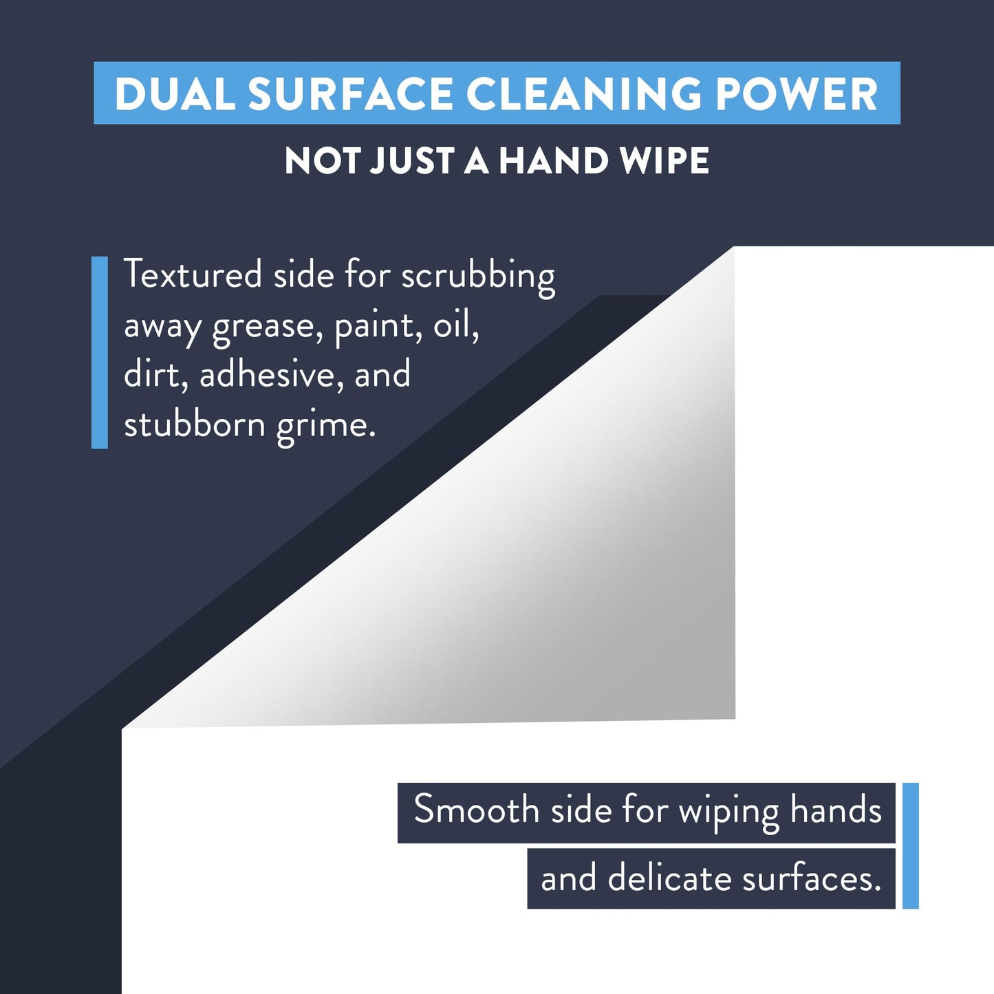 DETCO HD Hand & Tool Wipes - Heavy Duty Dual Purpose Cloths for Hands, Tools, & Surface Cleaning - Disposable Waterless Cleaner Towels with Scrubbing