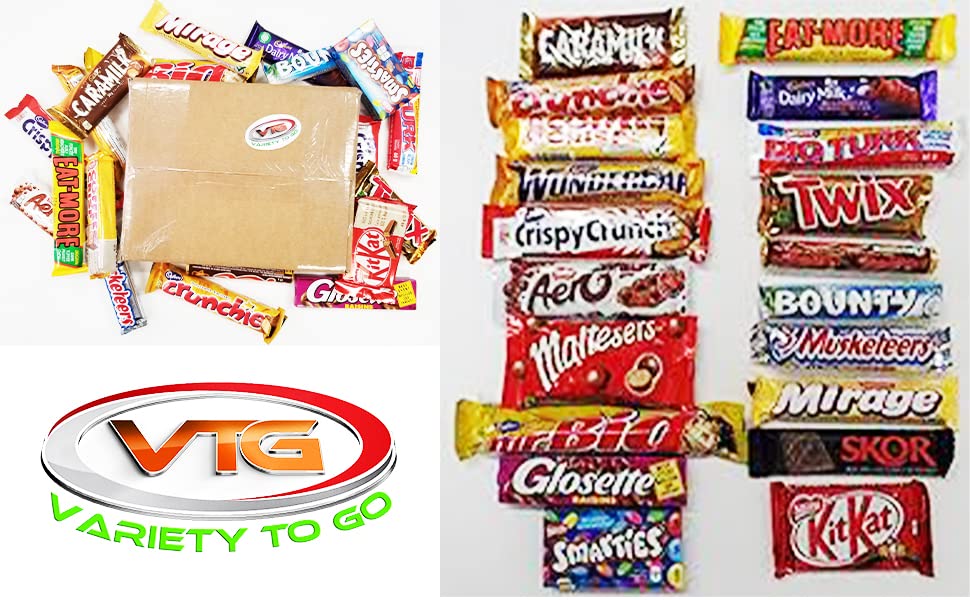 Variety To Go® Sorted and Packed Lot of 20 Top Canadian Chocolate Bars Coffee Crisp, Maltesers, Mirage, Eat-more and more Candy & Chocolate Bars