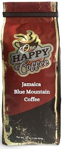 Jamaica Blue Mountain Freshly Roasted Whole Beans by One Happy Coffee -16 Ounces