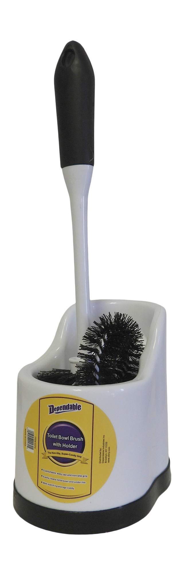 Toilet Bowl Brush Set with Rim Cleaner and Holder - Bathroom Cleaning Brush with Under-Rim Scrubber and Stable Storage Caddy