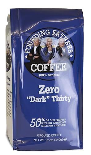 Founding Fathers Coffee Zero "Dark" Thirty Dark Roast 12 Ounce Ground Coffee