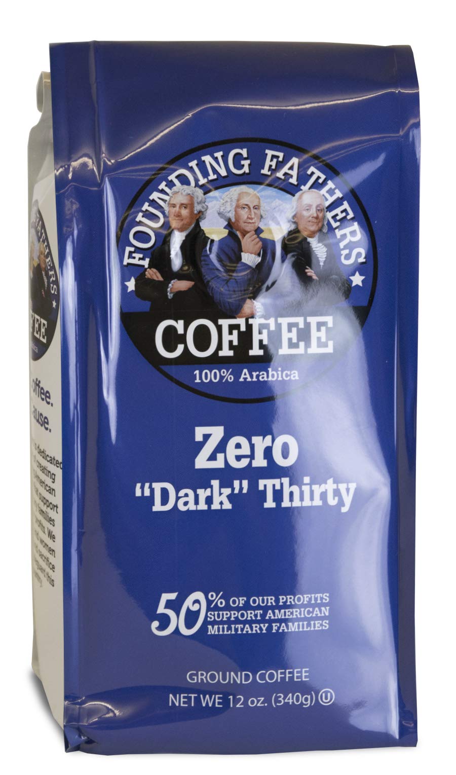 Founding Fathers Coffee Zero "Dark" Thirty Dark Roast 12 Ounce Ground Coffee