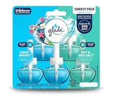 Glade PlugIns Refills Air Freshener, Aqua Waves and Sky & Sea Salt, Scented and Essential Oils for Home and Bathroom, 0.67 Fl Oz, 5 Count