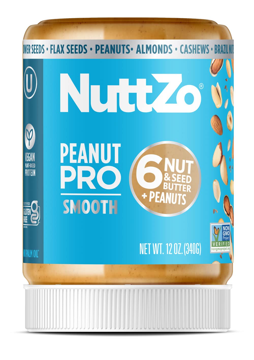 NuttZo Natural Smooth Peanut Pro Seven Nut & Seed Butter, 12 Ounce