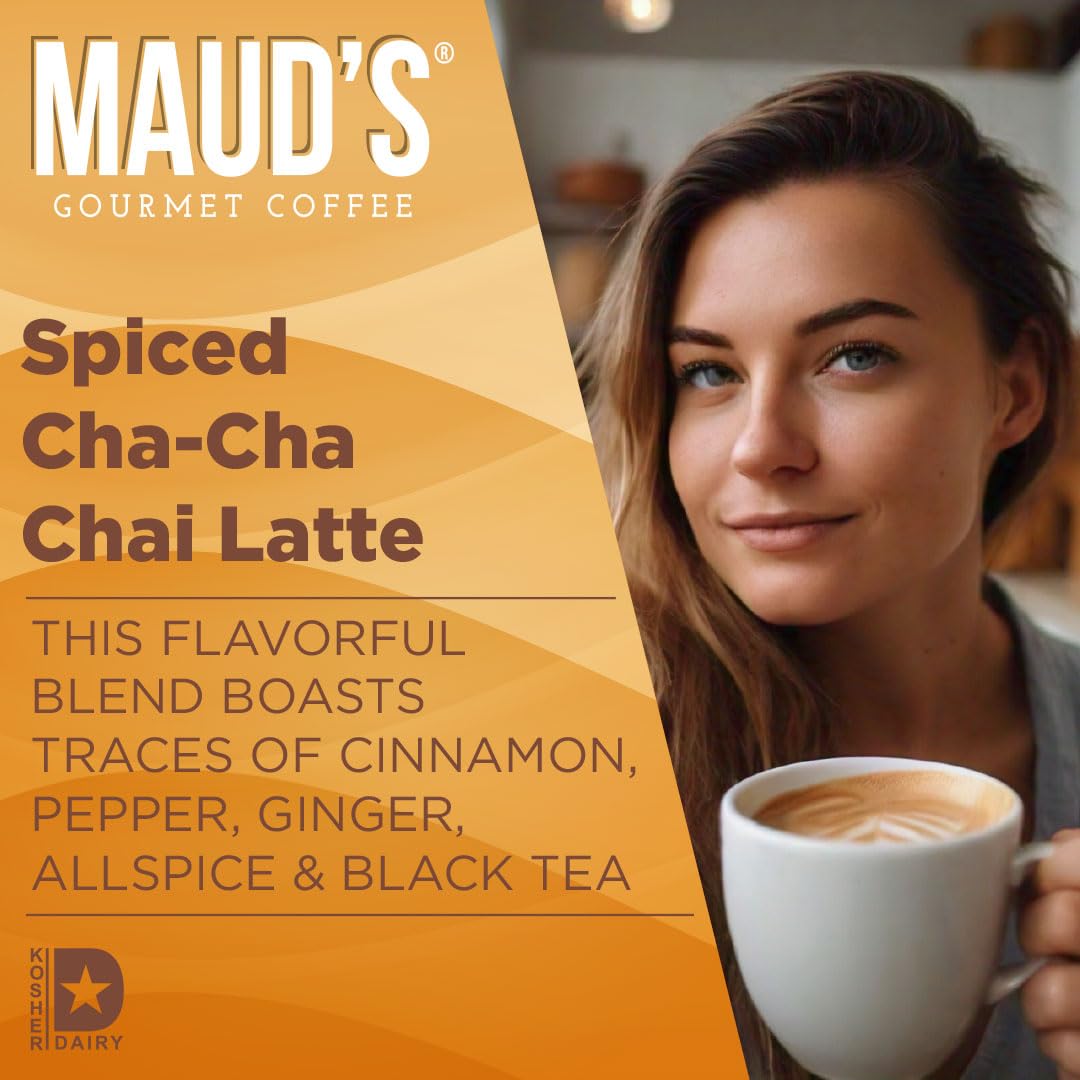 Maud's Chai Tea Latte Pods, 72 ct, Single Serve Tea Pods - 100% Gourmet Blended Tea Leaves, Compatible with Keurig K Cups Maker
