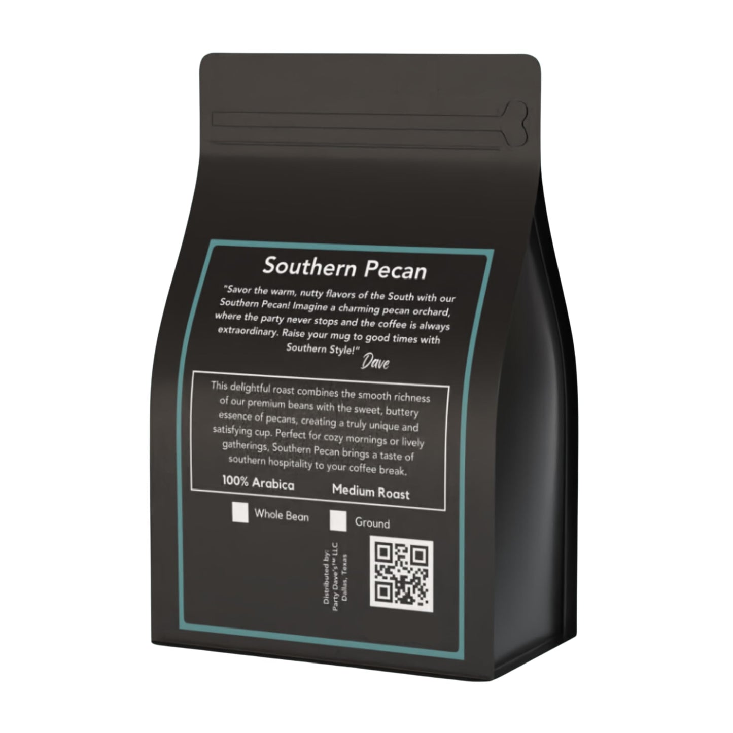 Party Dave’s Southern Pecan Flavored Whole Bean Coffee - 100% Arabica, Small Batch Roasted - Smooth & Rich with Buttery Pecan Sweetness - Fresh
