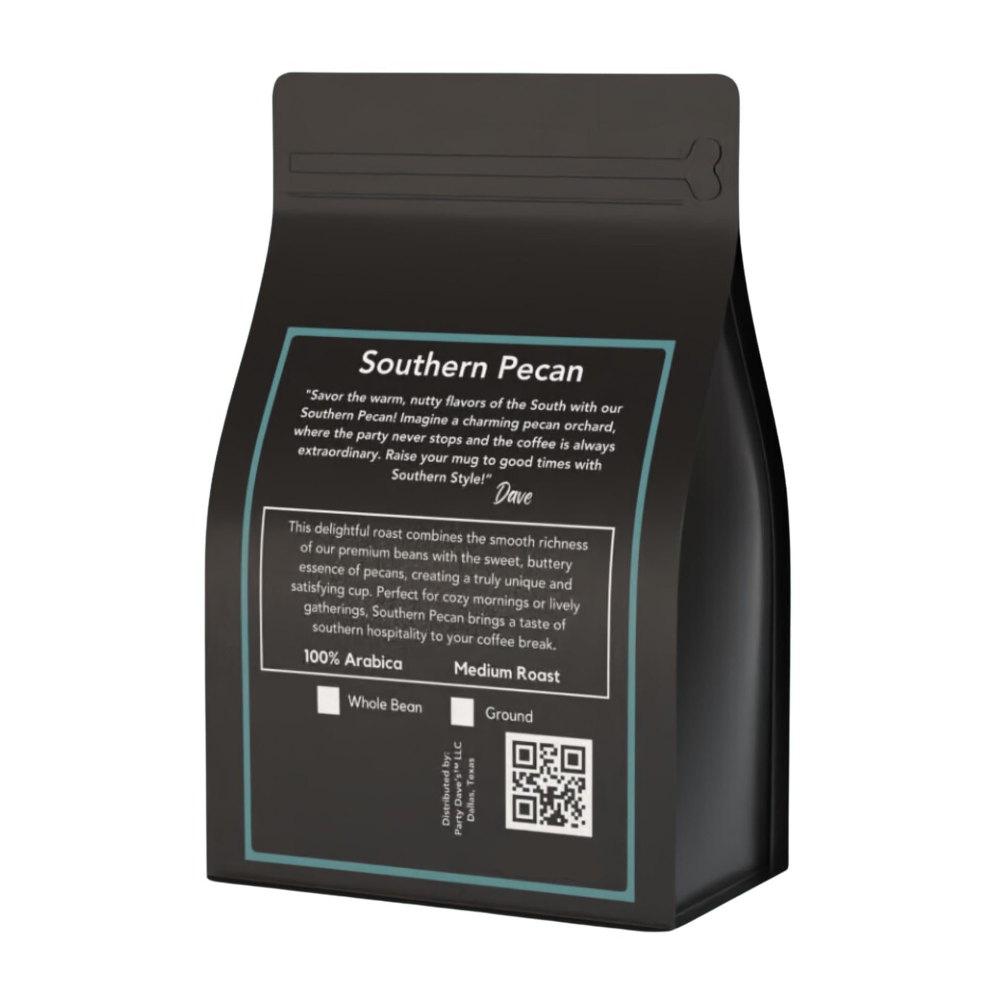 Party Dave’s Southern Pecan Flavored Whole Bean Coffee - 100% Arabica, Small Batch Roasted - Smooth & Rich with Buttery Pecan Sweetness - Fresh