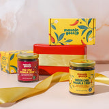 Masala Gossip Red & Green Chili Crisp Holiday Gift Set - Crunchy Chili Oil Bundle with Garlic, Shallots & Indian Spices - Drizzle on Noodles, Toast