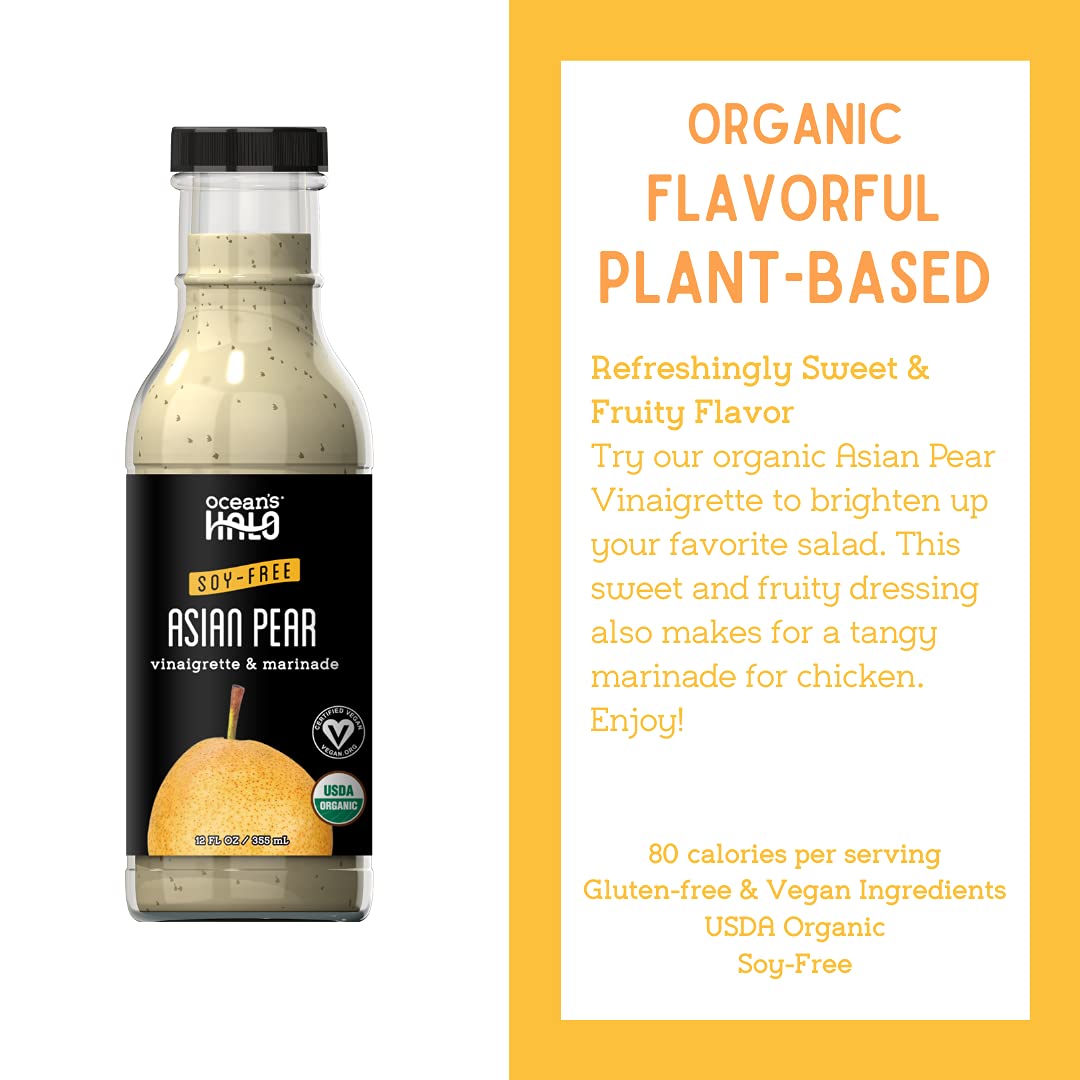 Ocean's Halo Asian Pear Vinaigrette & Marinade - Organic, Vegan, Soy-free (2 Pack)