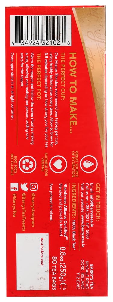 Barry's Tea Gold Blend 80 count Tea Bags (Pack of 6)