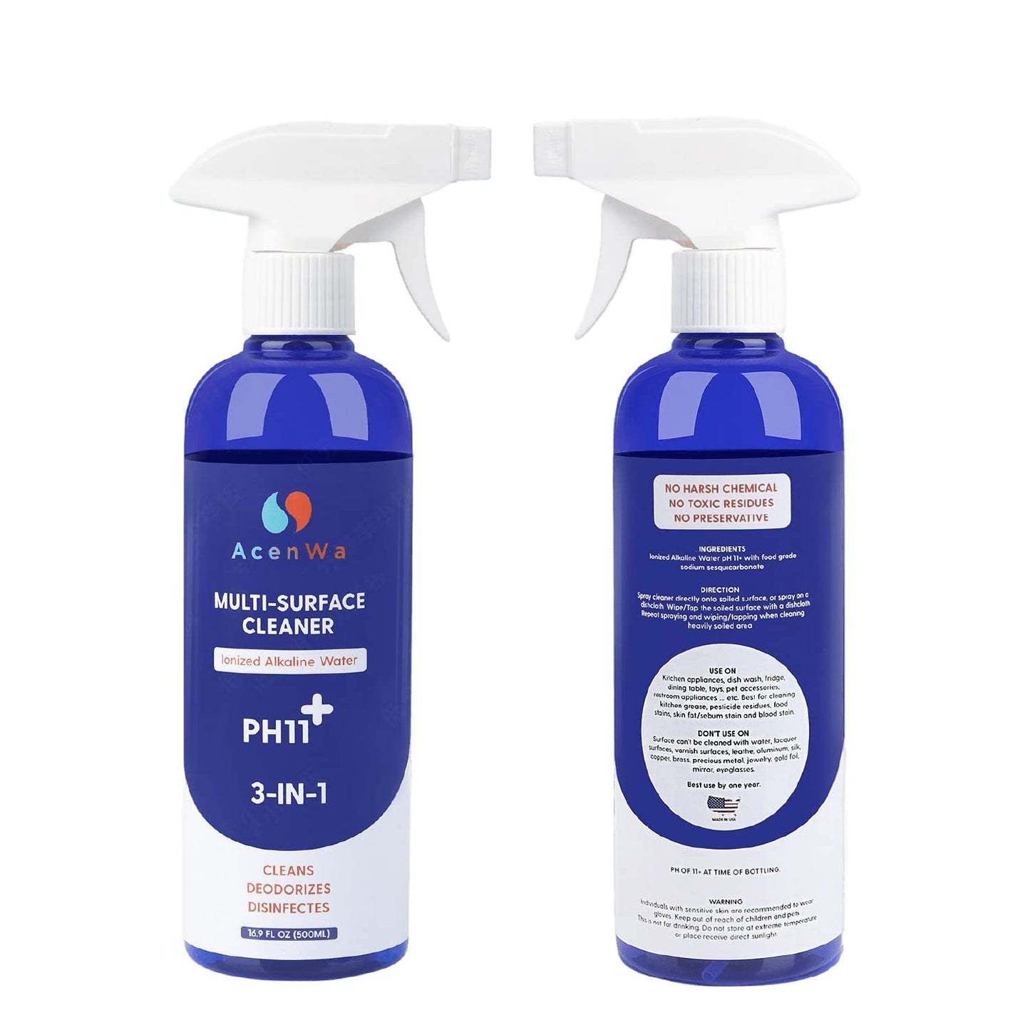 AcenWa Natural Multi-Surface Cleaner is an unscented spray that degreases, deodorizes, work on air fryer, dishe, microwave, stove, table, fridge