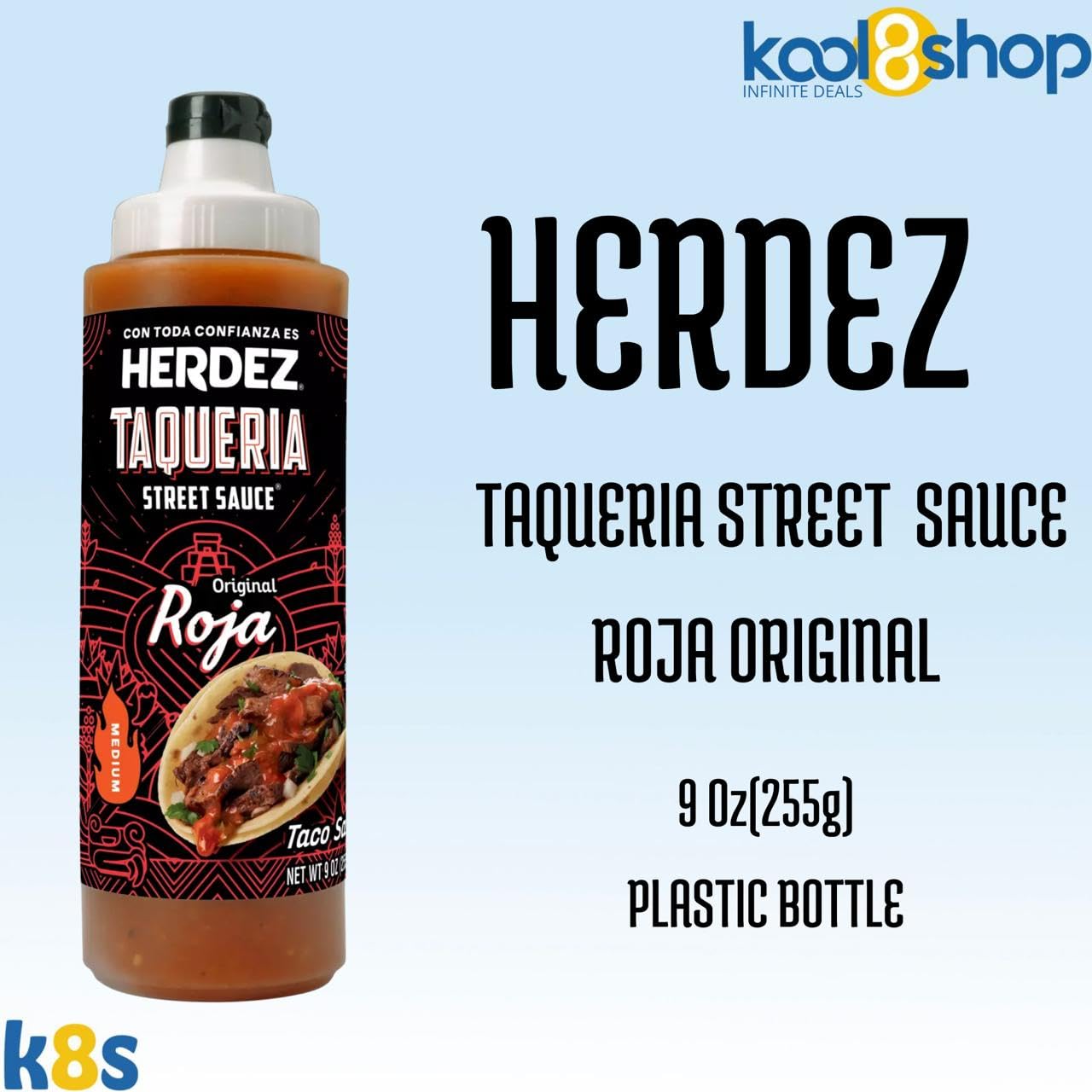 Herdez Taqueria Street Salsa Roja 9 oz Plastic Bottle 4 Pack + 1 Taco Stand by KOOL8SHOP Infinite Deals