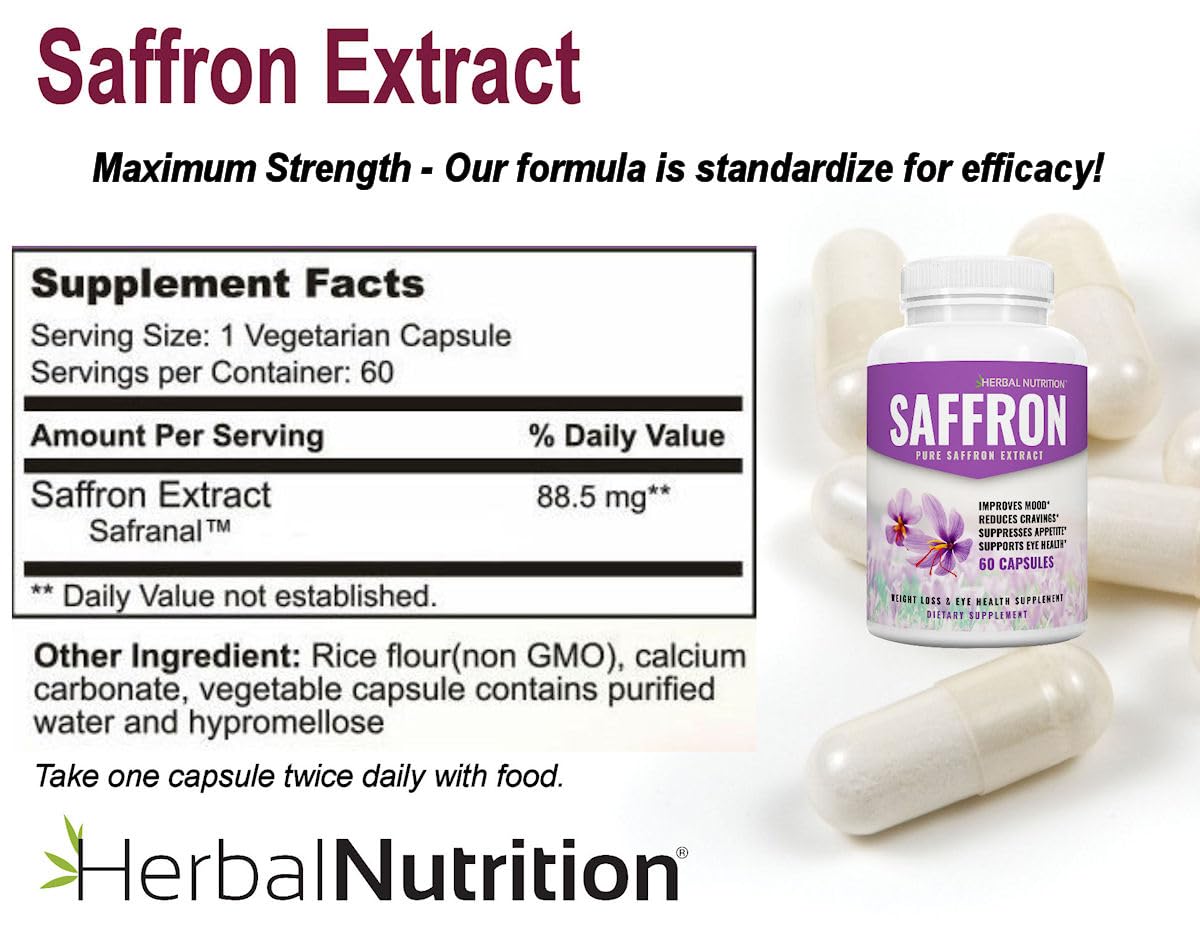Saffron Extract 88.5mg Mood & Appetite Support, 120 Capsules