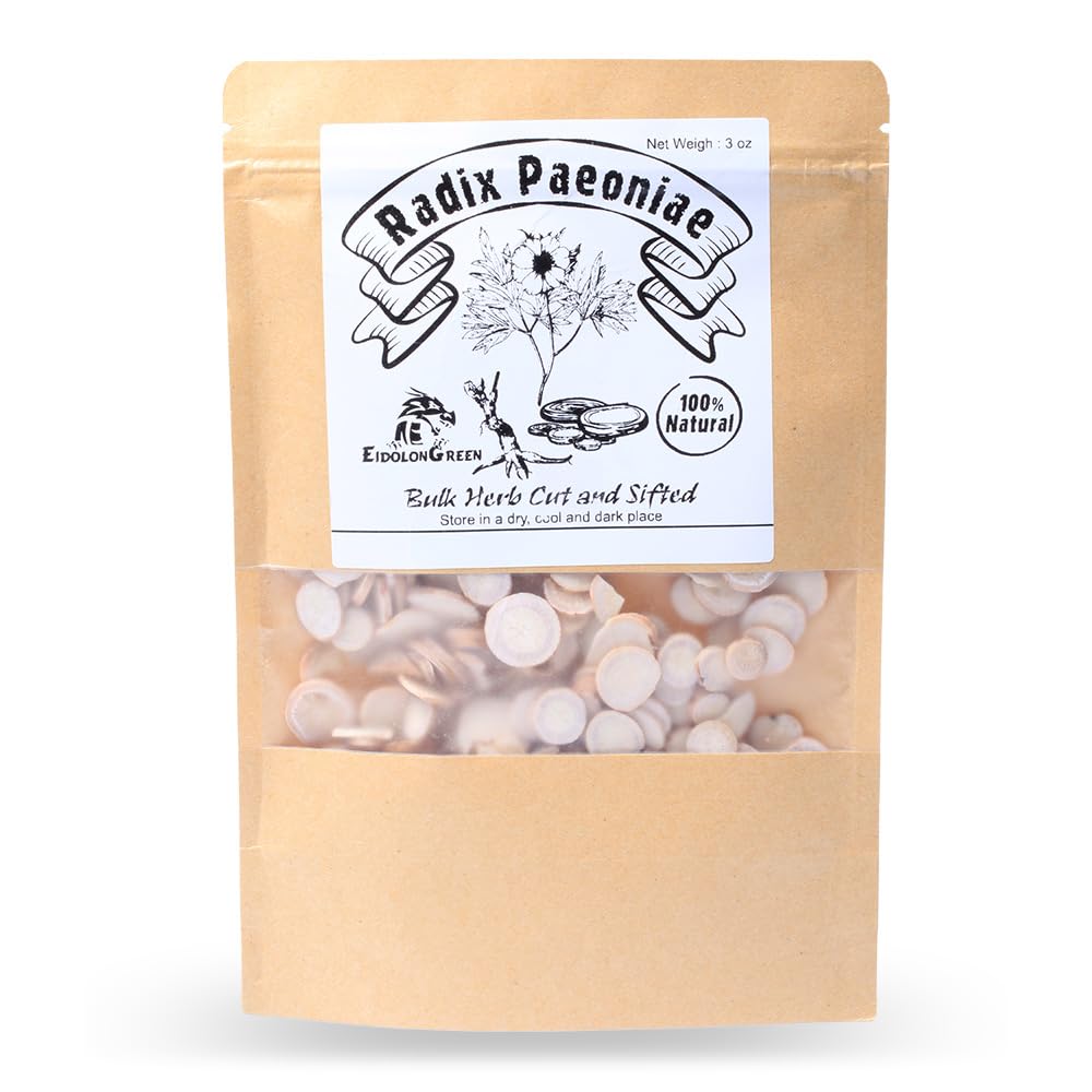 EidolonGreen White Peony Root (Paeonia lactiflora Pallas/Radix Paeoniae/Bai Shao/??/???) - 88g (3oz) Dried Root - Pure Natural Herb