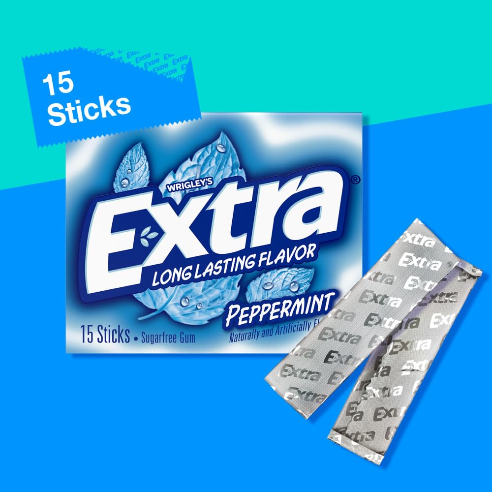 EXTRA Gum Peppermint Sugar Free Chewing Gum, Single Pack, 15 Stick