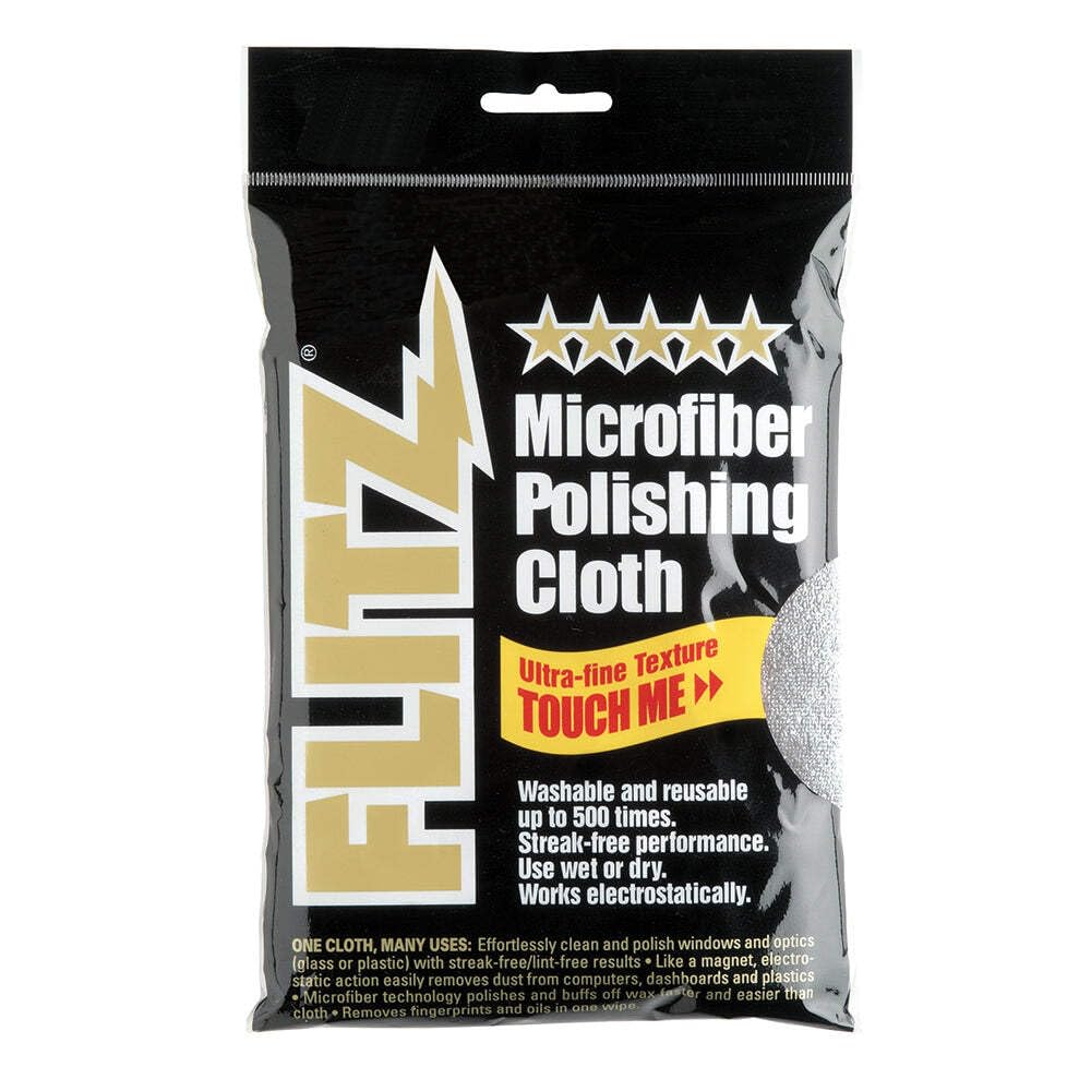 Flitz Premium Microfiber Polishing Cloth (400 GSM) - 16" x 16" USA-Made Grey Lint Free Microfiber Cleaning Cloth - Washable and Ultra Absorbent Micro
