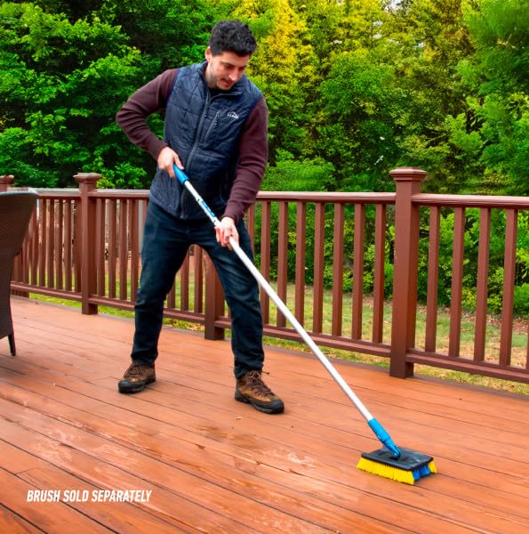 Unger Professional Lock-On Wood & Composite Deck Brush, Scrub for Outdoor Decks with Durable Dual-Bristle, Swivel Deck Cleaning Brush for Home
