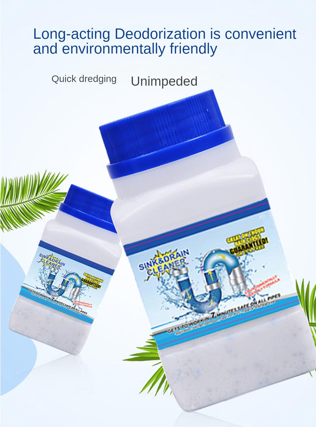 Pipeline unblocking agent strongly dissolves toilet, kitchen sewage, oil stains, plugs, deodorizers, deodorizers