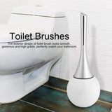 Toilet Brush Stainless Steel and Canister Toilet Bowl Brush and Holder for Bathroom Storage Strong White