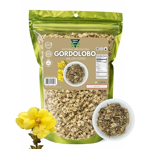 Green Royalty Gordolobo Mullein Loose Tea 4oz (114g) - Natural Infusion Herb - Gnaphalium spp. - Caffeine-Free Herbal Tea - Made in Mexico
