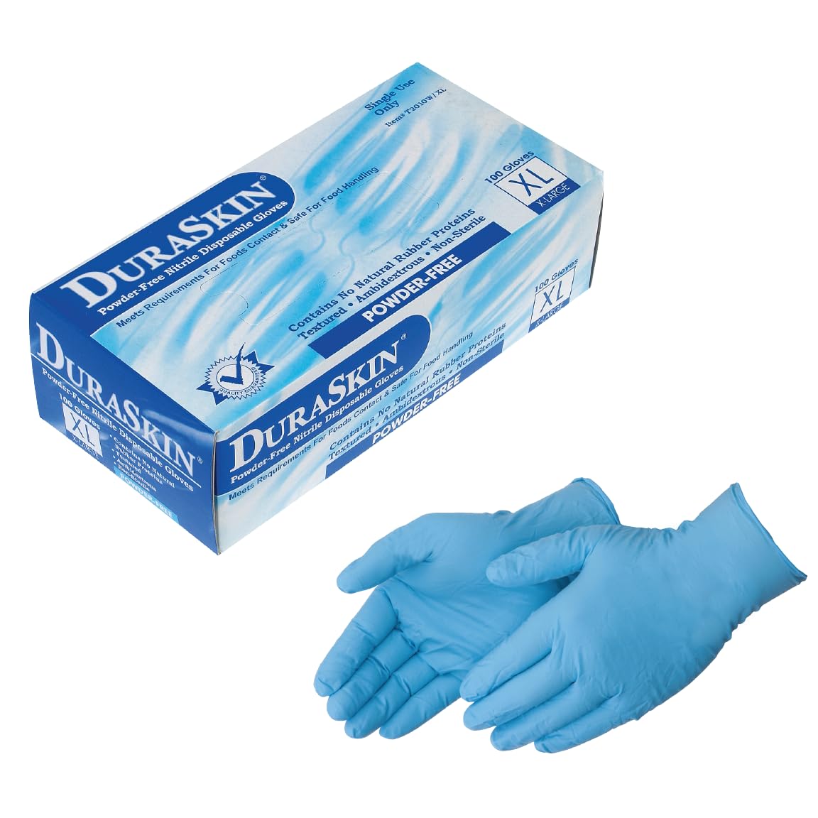 Liberty Safety DuraSkin T2010W Nitrile Disposable Gloves, 3.5 Mil - Blue, Large | Powder-Free, Micro-Textured, Industrial Grade | for Janitorial