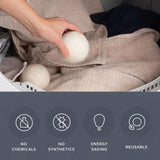 Premium New Zealand Wool Dryer Balls - 6-Pack, 100% Organic, Hand-Felted, Reusable, Reduce Drying Time - Natural Fabric Softening, Wrinkle & Static