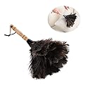 Roexboz Feather Duster Washable Soft Duster Antistatic Animal Feather Brush Natural Ostrich Feathers with Long Wooden Handle Feather Duster for House