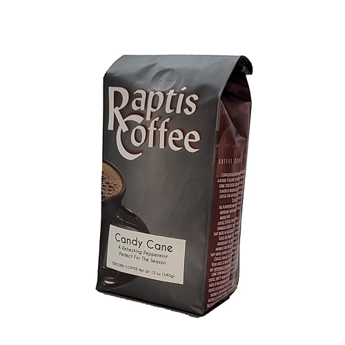 Raptis Coffee Roasters Candy Cane Flavored Ground Coffee 12oz bag