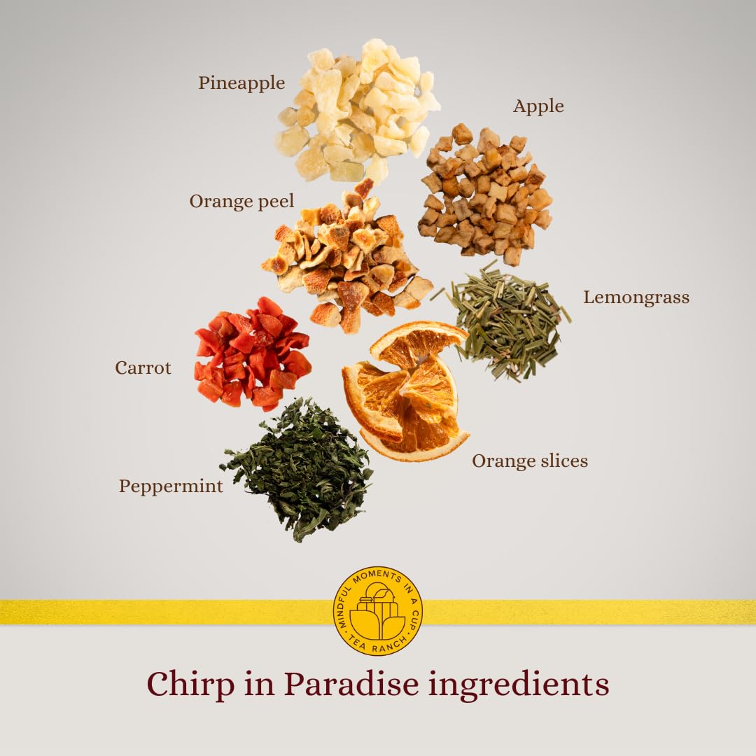 Tea Ranch - Chirp in Paradise Pineapple Orange, Loose Leaf Tropical Fruit Herbal Tea, Premium Blend, Naturally Caffeine?Free Herbal, Enjoy Hot or Iced