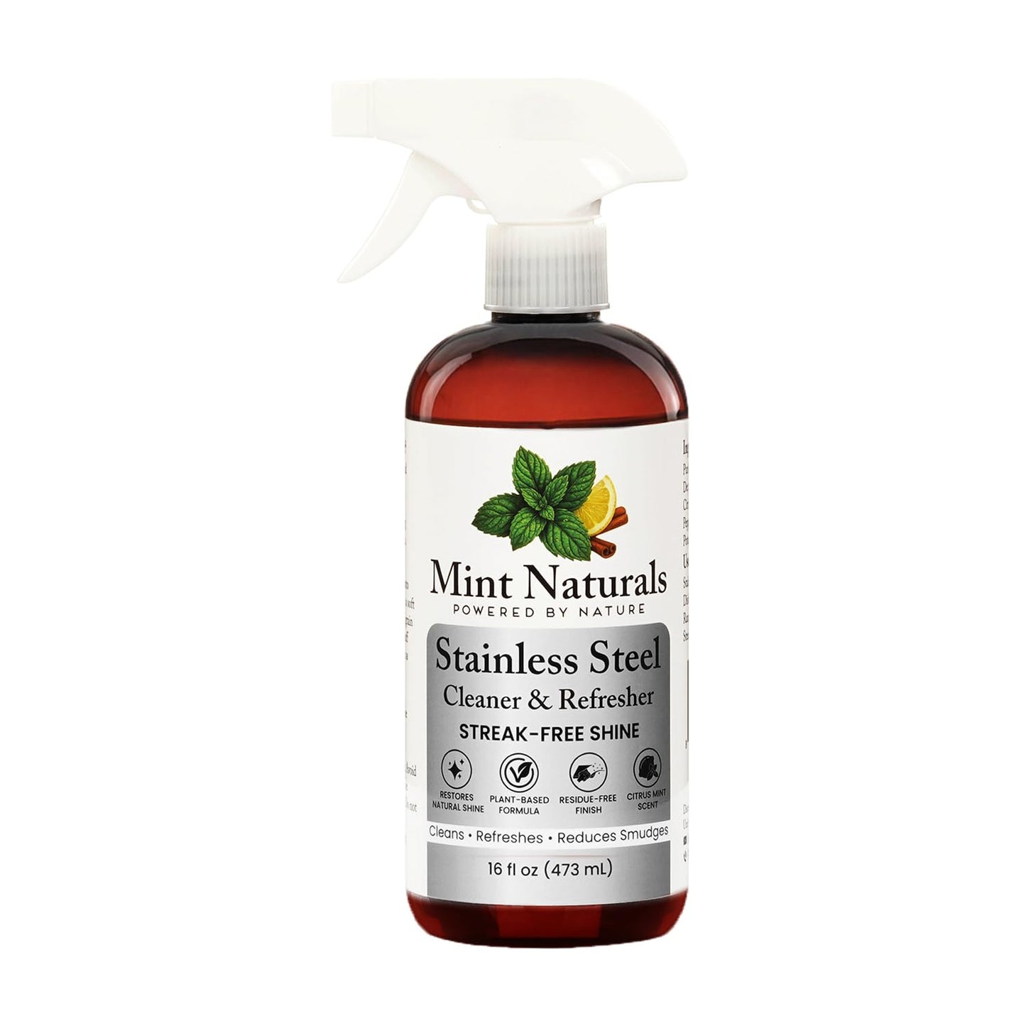 Mint Naturals Natural Stainless Steel Cleaner & Polisher - Plant Based Formula That Helps Clean, Restore Shine & Resist Fingerprints on Fridges