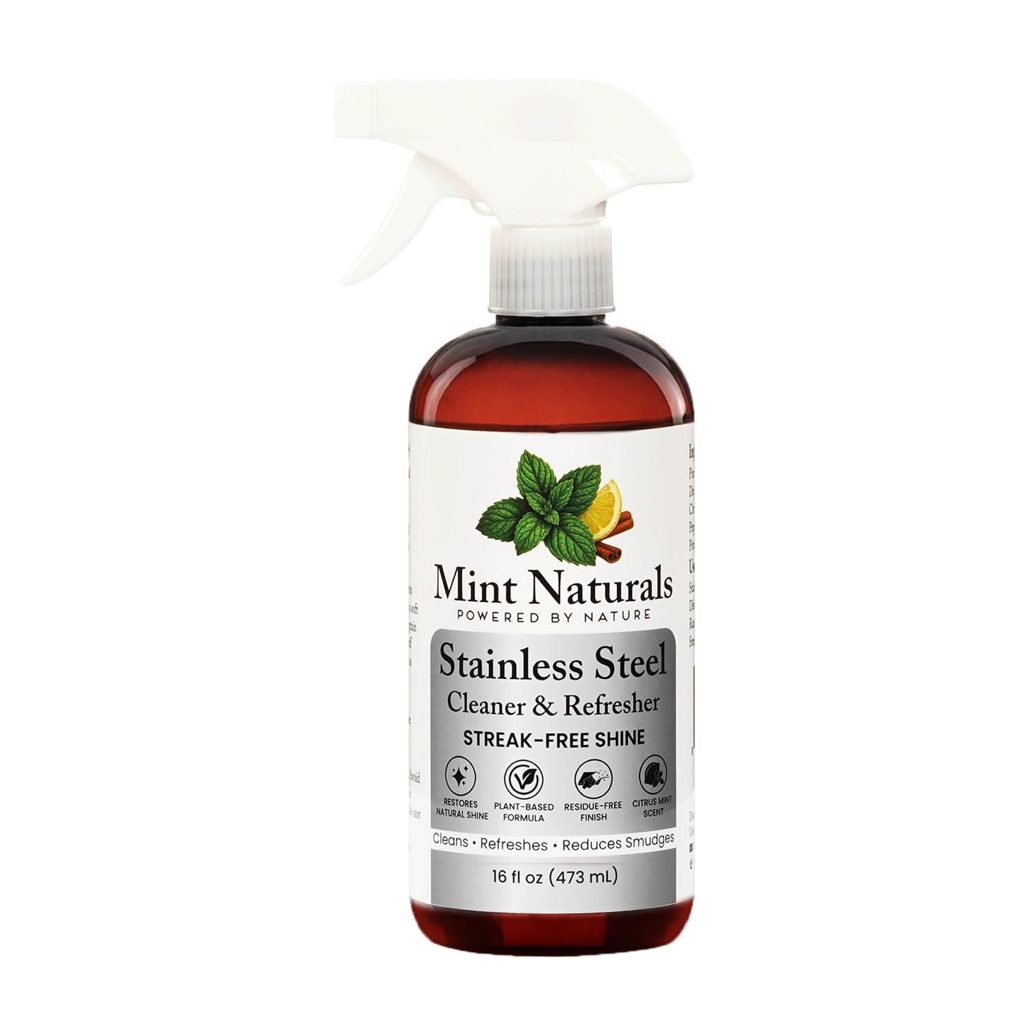Mint Naturals Natural Stainless Steel Cleaner & Polisher - Plant Based Formula That Helps Clean, Restore Shine & Resist Fingerprints on Fridges