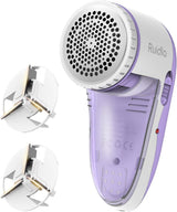 Ruidla Fabric Shaver Lint Shaver Defuzzer, Electric Lint Remover, Rechargeable Sweater Shaver with Replaceable Stainless Steel 3-Leaf Blades, Dual