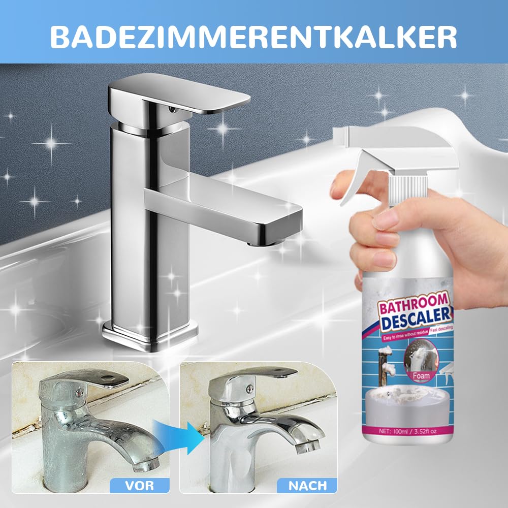Fliwos Multipurpose Stubborn Stains Cleaner, 2026 Upgraded Bathroom Descaler Foam Cleaner, Powerful Stain Remover Spray for Shower, Taps, Bathtub