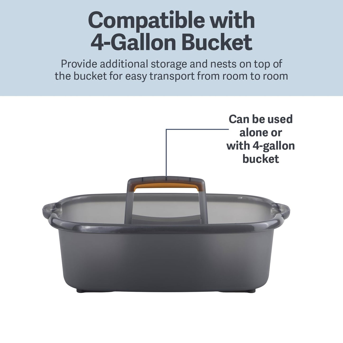 Casabella Cleaning Storage Caddy with Handle Plastic Multipurpose Organizer, Rectangle, 1.85-Gallon, Gray