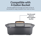Casabella Cleaning Storage Caddy with Handle Plastic Multipurpose Organizer, Rectangle, 1.85-Gallon, Gray