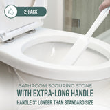 Powerstone Pumice Stone Toilet Bowl Cleaner with Extra Long Handle - 2 Pack | 3'' Longer Handle | Remove Hard Water Stains, Rings & Limescale from