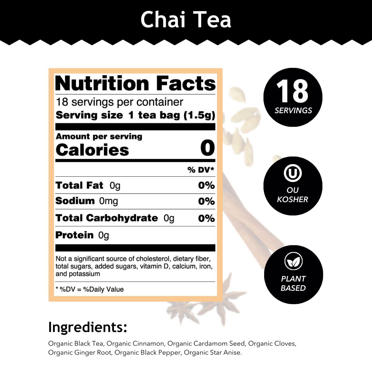Buddha Teas - Organic Chai Tea - Delicately Spiced & Warming - For Health & Wellbeing - With Antioxidants & Minerals - Clean Ingredients