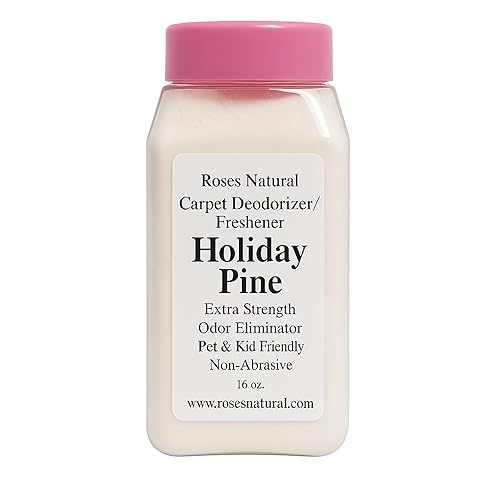 Roses Natural Carpet Deodorizer Powder - Holiday Pine, Long-Lasting Odor Eliminator, Plant-Based, Pet Friendly, 16 oz, Made in the USA