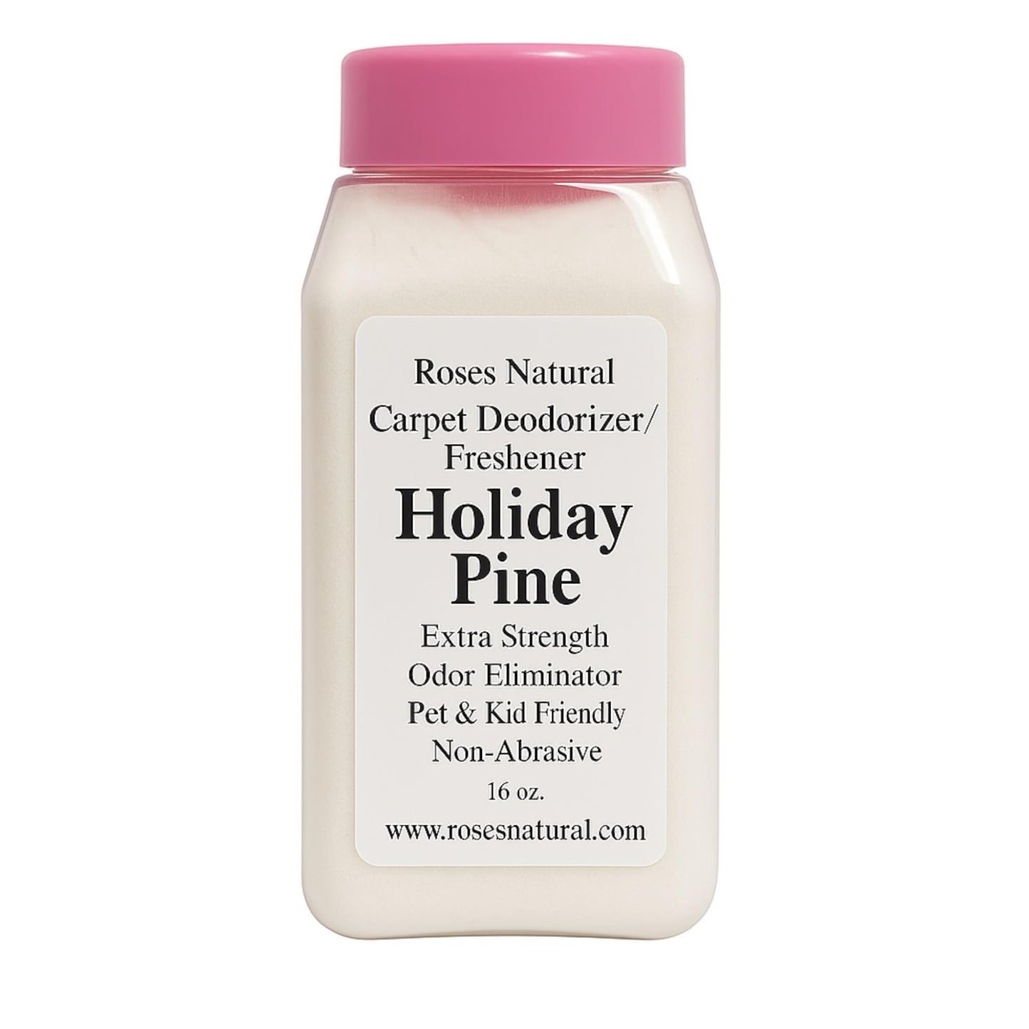 Roses Natural Carpet Deodorizer Powder - Holiday Pine, Long-Lasting Odor Eliminator, Plant-Based, Pet Friendly, 16 oz, Made in the USA