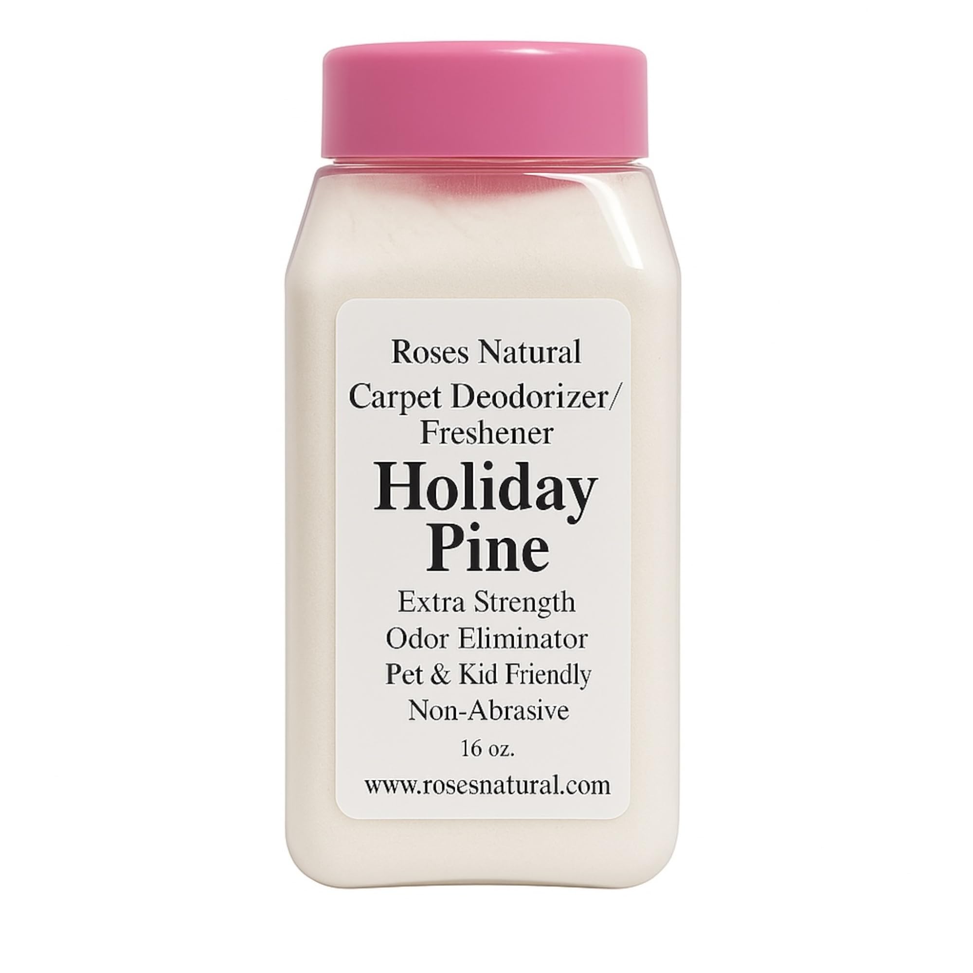 Roses Natural Carpet Deodorizer Powder - Holiday Pine, Long-Lasting Odor Eliminator, Plant-Based, Pet Friendly, 16 oz, Made in the USA